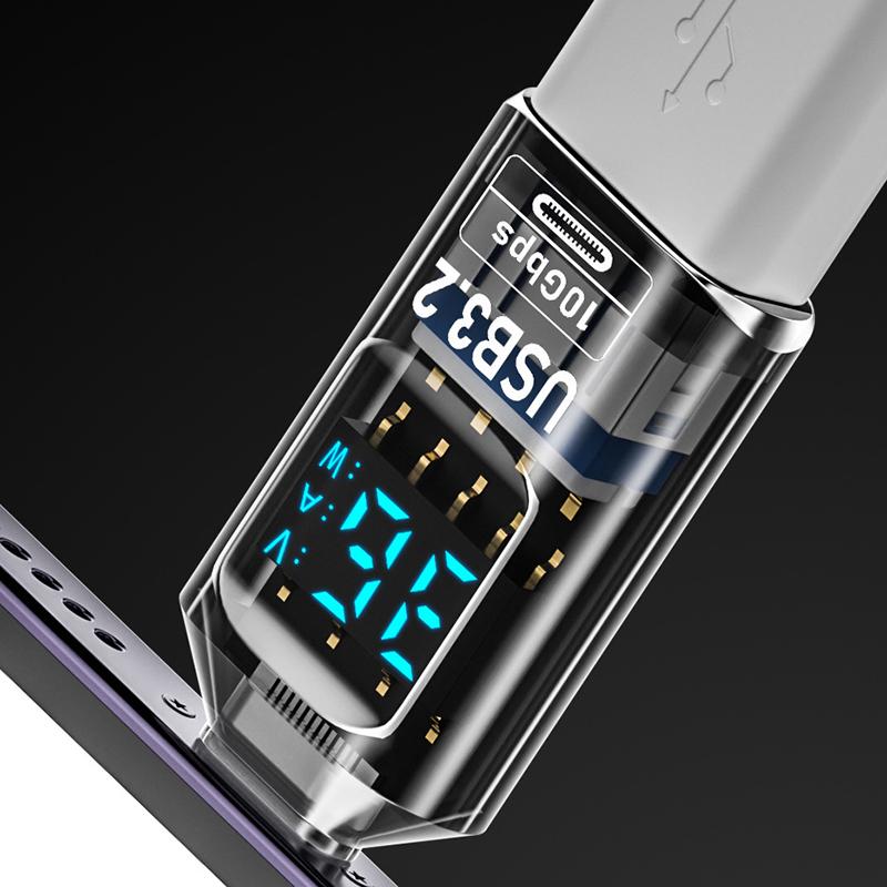 36 Вт 3A Qc зарядный адаптер с цифровым дисплеем напряжение ток измерители мощности Usb 3.2 10 Гбит/с Otg Usb A Male To C Pd 60 Вт зарядное устройство