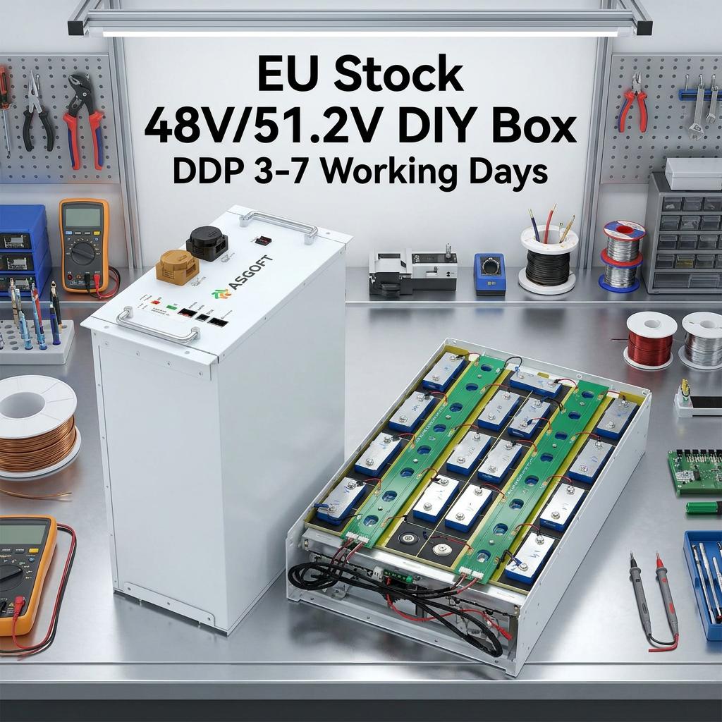 ASGOFT DIY LiFePo4 48V/51.2V 280AH Metal Battery Storage Box with BMS for 16kWh Stackable Home Energy Storage
