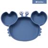Children's Silicone Suction Meal Plate - Crab Design, Anti-Drop Compartment Bowl