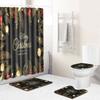 3D Printed Christmas Waterproof Shower Curtain Toilet Four-Piece Combination Set Household Doormat Floor Mat Carpet