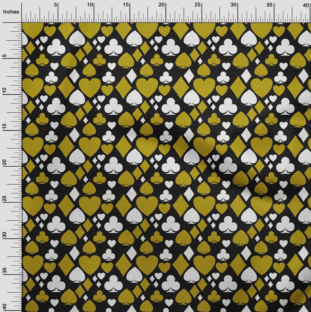 oneOone Georgette Viscose Dark Olive Green Fabric Poker Card Diy Clothing Quilting Fabric Print Fabric By Yard 42 Inch