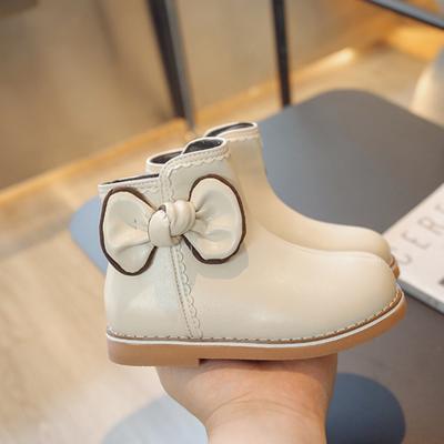 Сапоги для девочек с галстуком-бабочкой, элегантные милые детские короткие ботинки, модные детские сапоги