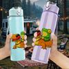 1PC Crocodile Cartoon Pattern 750ml Color Plastic Sports Water Bottle Leakproof Flip Straw Lid Suitable for Sports Office Home Use