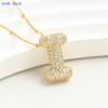 Gold Plated Balloon 26 Letter Necklaces Copper Zircon Bubble Initial Pendant Chunky Women Personality Chain Jewelry