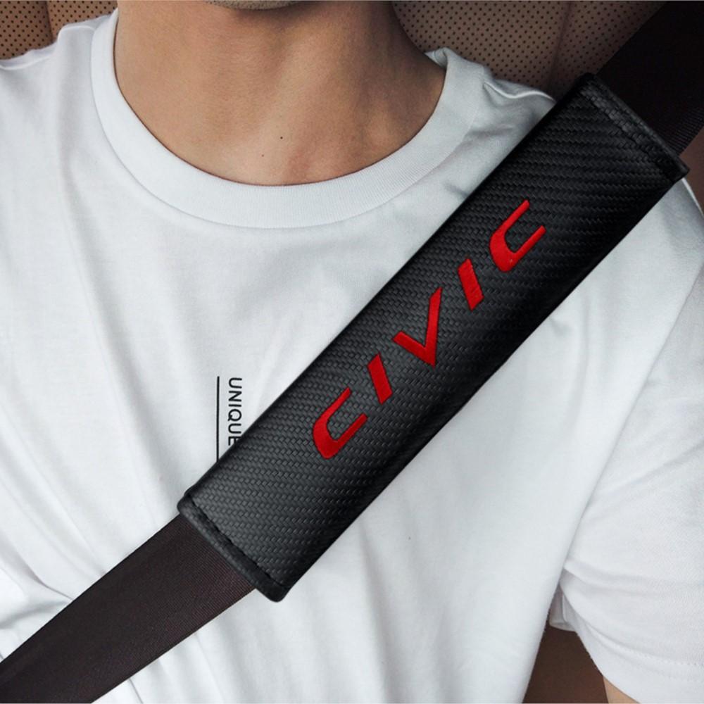 VFHJQ1 Car Seat Belt Carbon Fiber Safety Belt Shoulder Cover Breathable Protection For Honda Mugen Accord Civic Vezel CRV Jazz City HRV