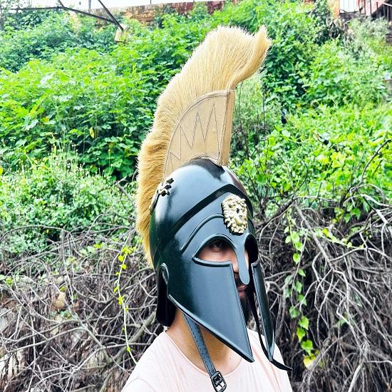 Roman Corinthian Helmet Crusader Corinthian Warrior Medieval Knight Armor Helmet Full Face Cosplay Helmet Perfect Christmas Gift for Him