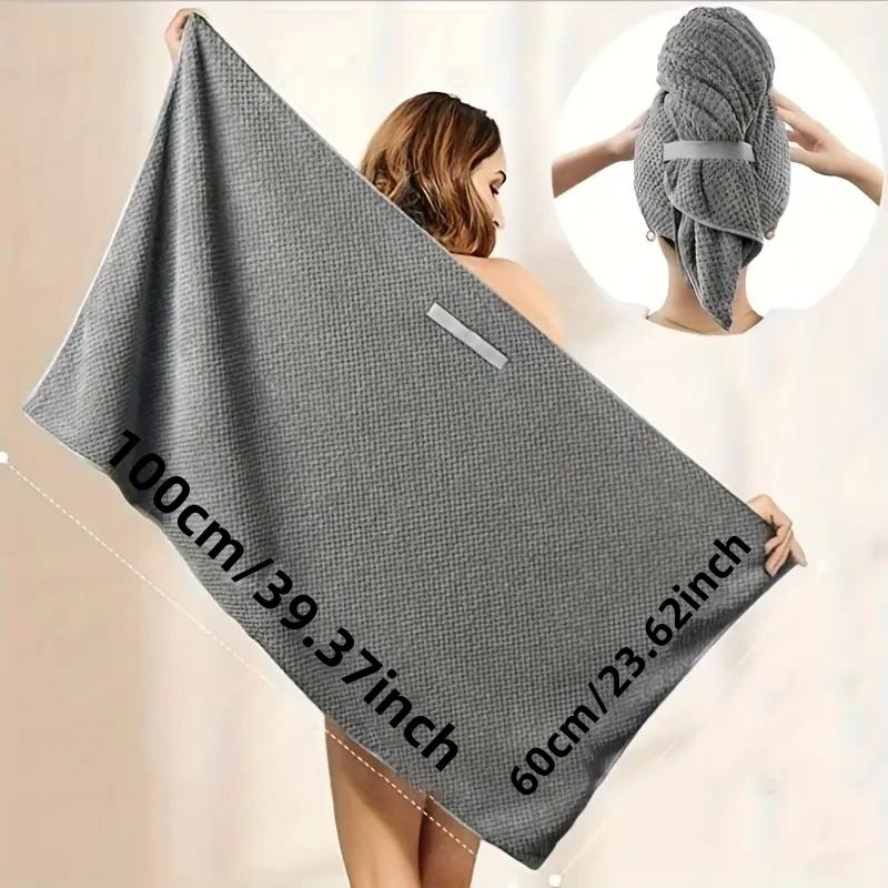 1Pc Ultra-Absorbent Microfiber Hair Towel Wrap For Women Quick Drying Soft On Curly Long Thick Hair With Secure Black Strap