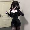 Sexy Erotic Cat Girl Mesh Hollow Leather Dress Catwoman Uniform Outfits Cosplay Costumes