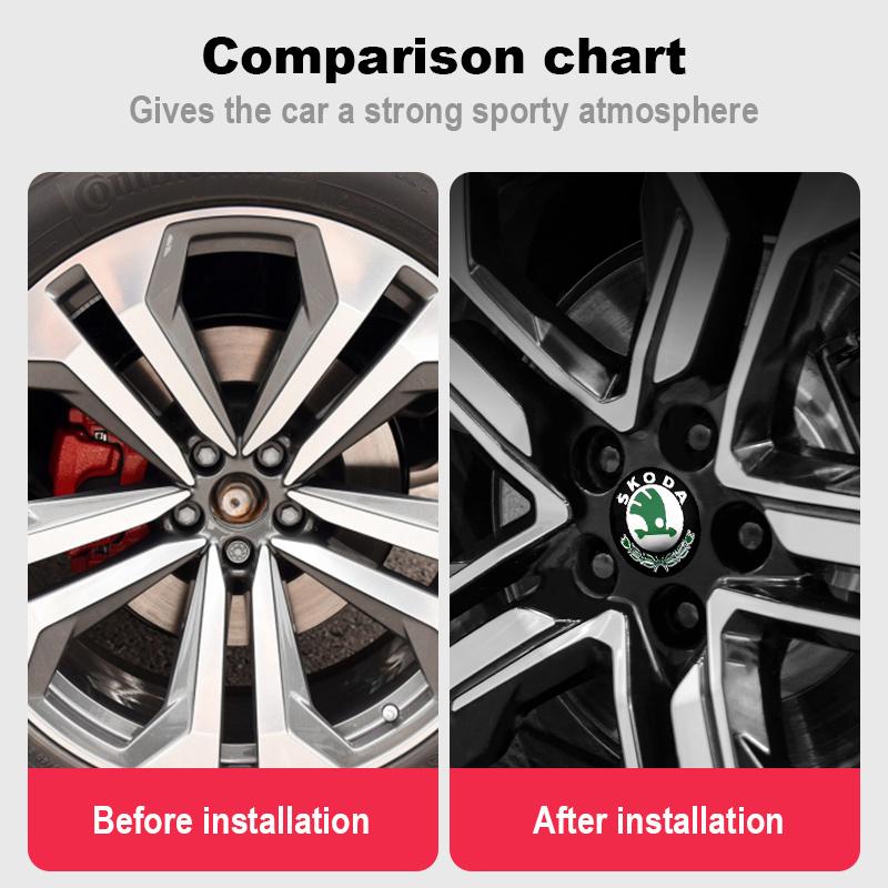 JIYQ3 4Pcs 56/60mm Car Wheel Center Hub Caps Sticker Rim Cover Emblem Badge For Skoda Octavia 2 3 a5 a7 Fabia Kamiq Kapoq Kodiaq Rapid