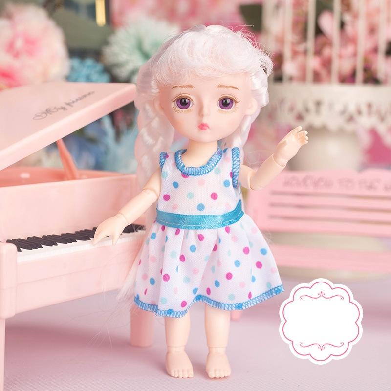 Мини-подвижная 13-шарнирная кукла 15 см, игрушка для девочек, 3D большие глаза, BJD принцесса, полная одежда, коллекция платьев, детская кукла в подарок