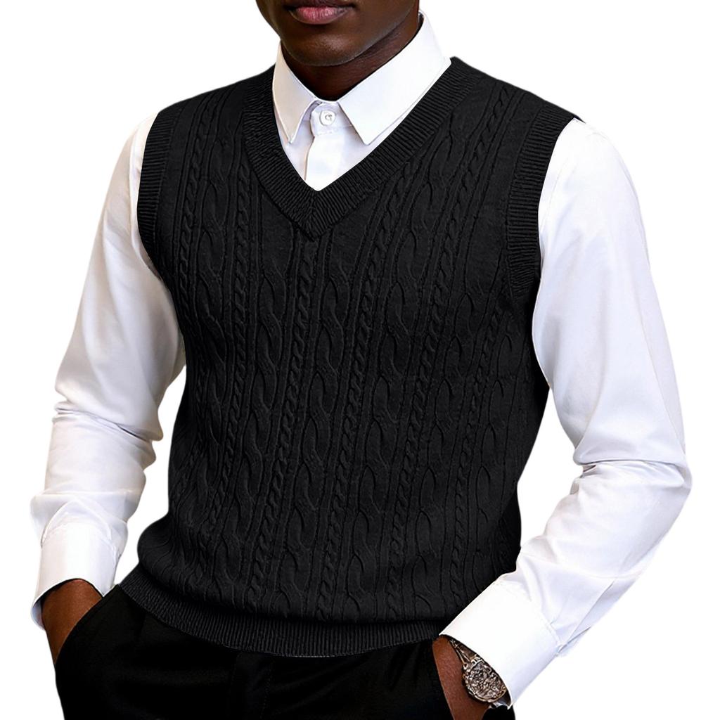 Men's V-Neck Thickened Knitting Sleeveless Sweater Vest