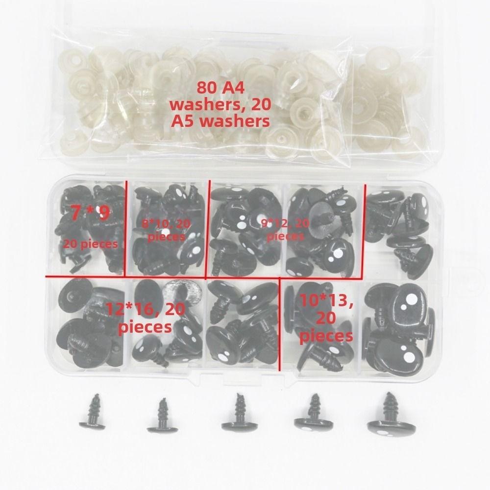 100pcs/box Oval Shape Plastic Safety Eyes Black Black Screw Eyes New Doll Bear Toys For Toys