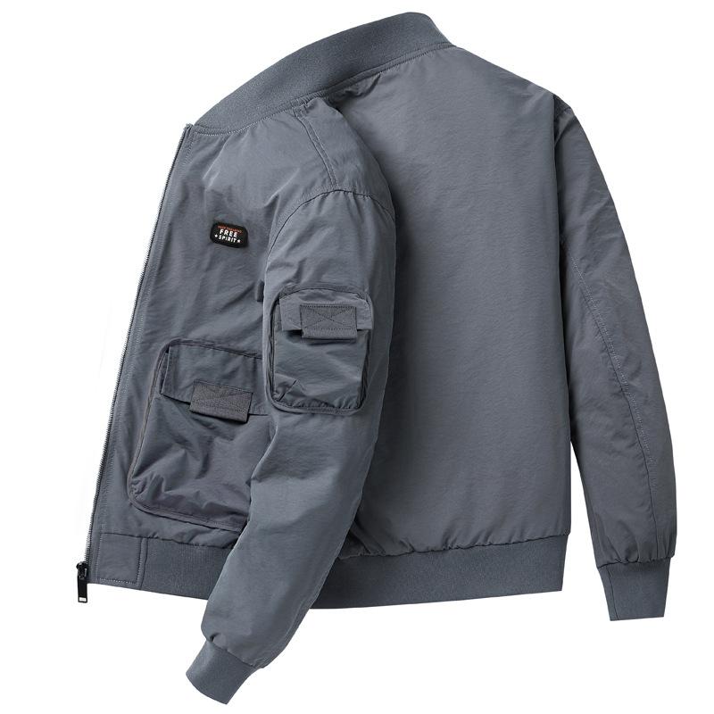 Jacket Men's Thin Spring and Autumn New Large Size Multi-Pocket Baseball Suit Pilot Men's Jacket Top