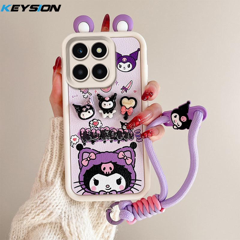 KEYSION Милый чехол с 3D-мультяшным рисунком для HONOR X6b с браслетом, мягкий силиконовый противоударный чехол для телефона Huawei Honor X6b 4G