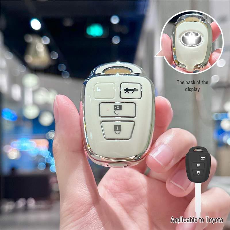 Silver Edge Key Case for Toyota Models: Corolla, RAV4, Camry, Vios, Highlander