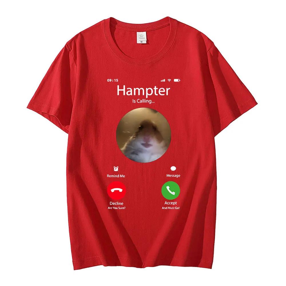 Dank Meme Hamster Staring Front Camera Hampter Calling Tshirt Fashion Short Sleeve Tshirts Streetwear Unisex