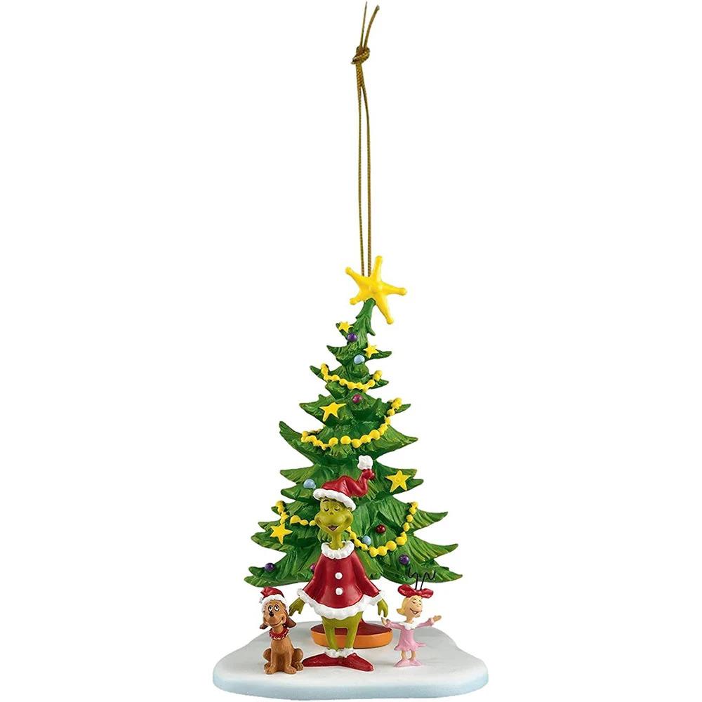 Рождественский кулон с зелеными волосами и кристаллами в виде монстра, мультяшное украшение на рождественскую елку