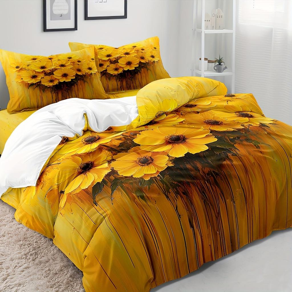 Sunflower Bedding Set Duvet Cover Set Quilt Cover With Pillowcase Soft Single Twin Double Size For Bedroom Decor Birthday Gift