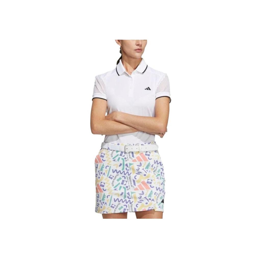 Adidas Женская футболка-поло с коротким рукавом, однотонная, с принтом логотипа для гольфа, белая, HS6991