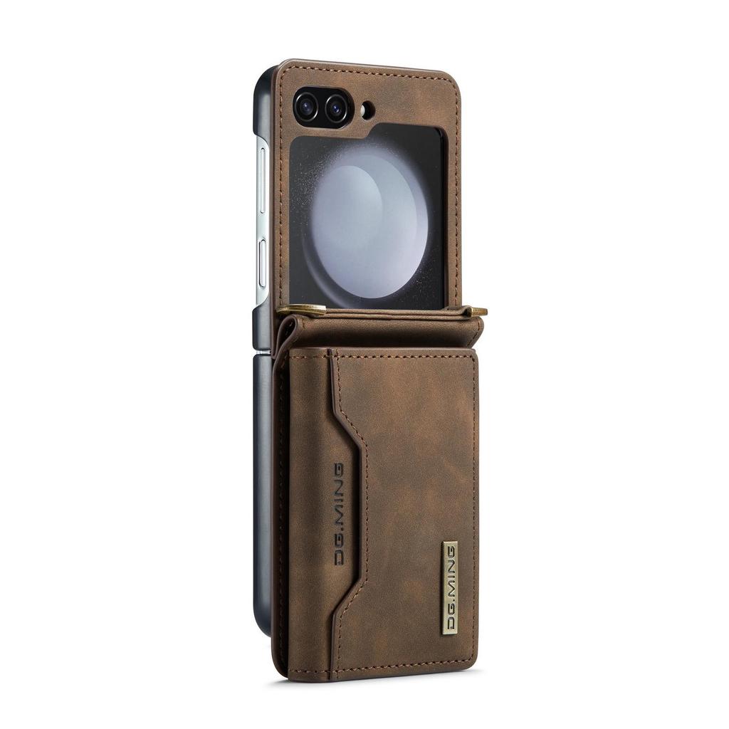 Кожаный чехол M2 для Samsung Z Flip5/4: Кошелек и держатель карт с плечевым ремнем