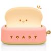 Plastic Cute Toast Night Lamp for Kids | Rechargeable LED Bedside Table Light with Smile Face | Kawaii Desk Lamp for Bedroom, Nursery, Stud