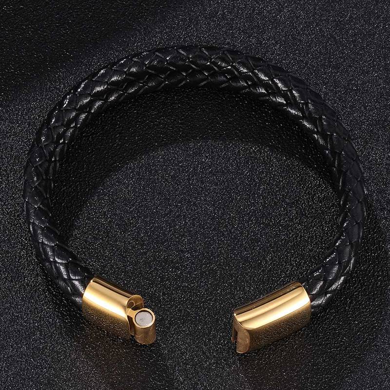 Jewelry Of Men Black Braided Leather Bracelet Cuff Bracelet Bangle Fashion Gift