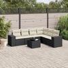 7 Piece Garden Sofa Set with Cushions Black Poly Rattan
