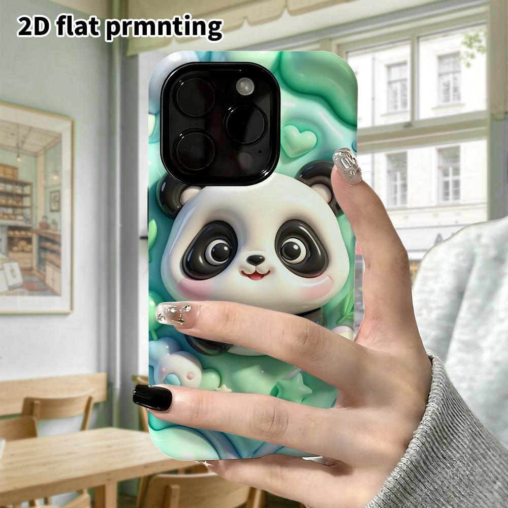 Чехол для телефона: Плоский 2D дизайн, подходящий для защитного чехла iPhone 18 17 16 15 14 13 Pro, лежащая панда, идеальный подарок на Рождество и Хэллоуин