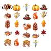 Wooden Turkey Ornament 12/24/36Pcs Thanksgiving Hanging Decoration, Autumn Pumpkin Maple Leaf Decoration Ornament, Harvest Festival Party Decor
