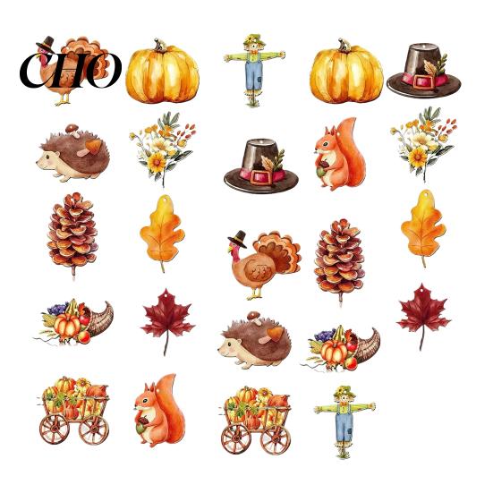 Wooden Turkey Ornament 12/24/36Pcs Thanksgiving Hanging Decoration, Autumn Pumpkin Maple Leaf Decoration Ornament, Harvest Festival Party Decor