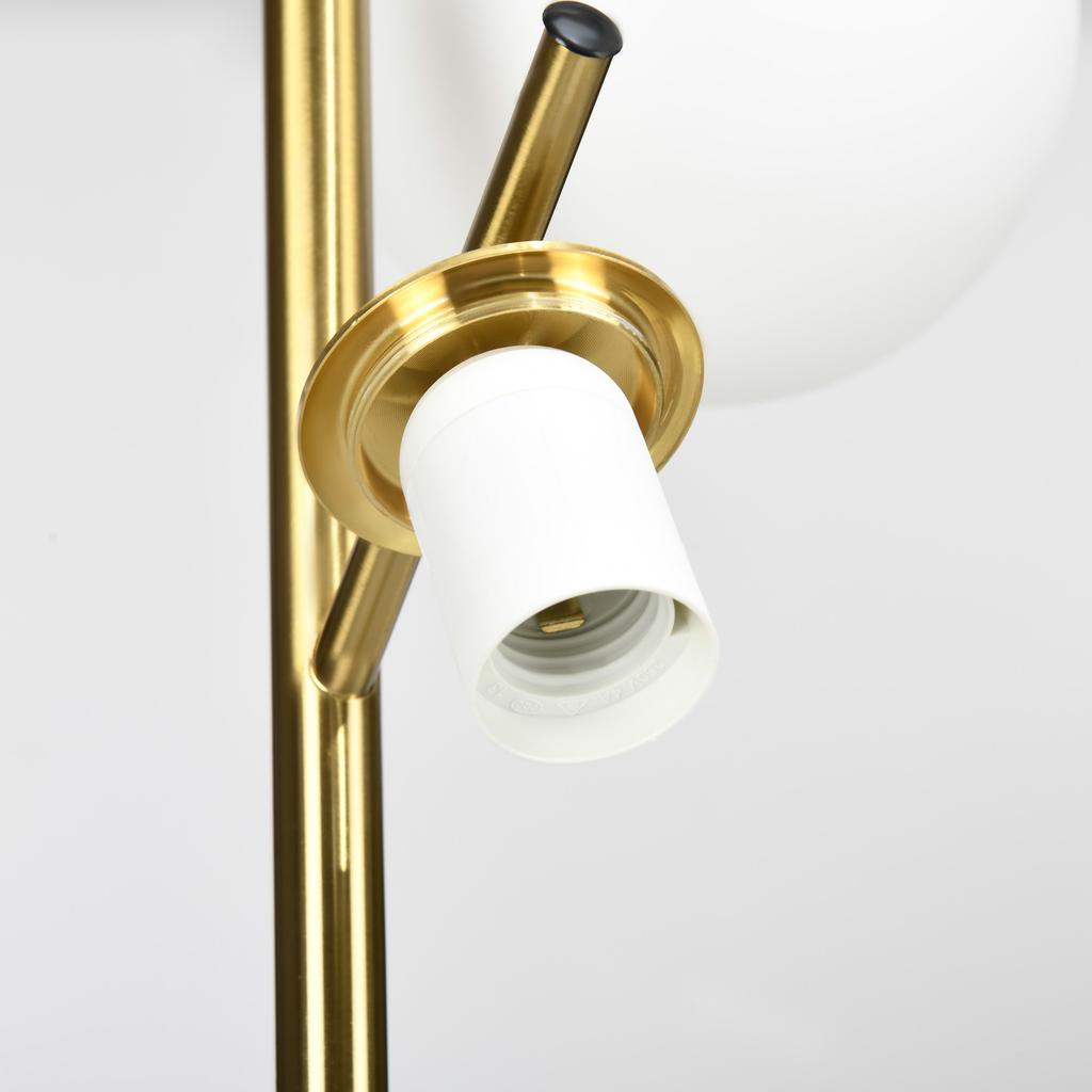Floor Lamp in Retro Design, Standing Lamp, Floor Lamp with 3 Lampshades, Glass, Gold