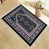 Velvet Muslim Salat Mat Luxury Golden Ornate Kaaba Design Portable Anti Slip Prayer Rug Eid Mubarak Home Gift
