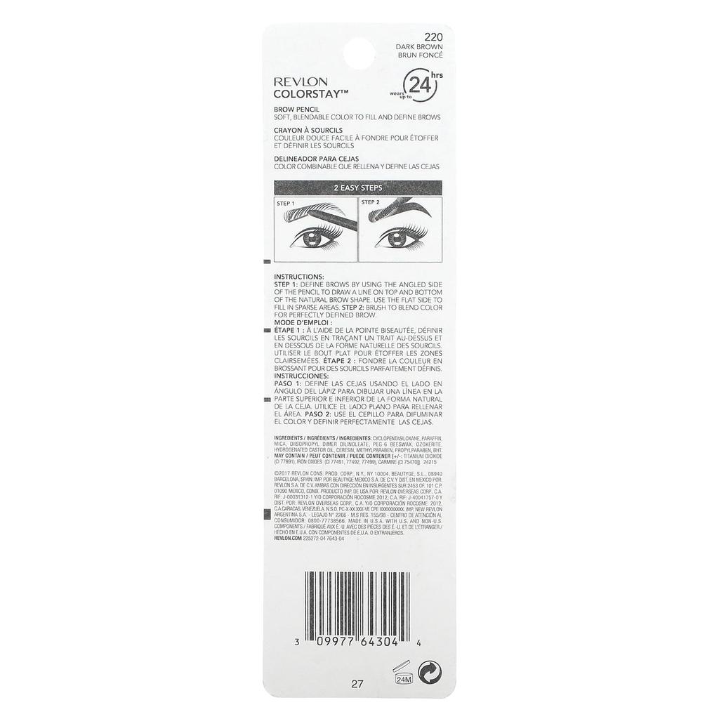 Revlon Colorstay, карандаш для бровей, темно-коричневый 220, 0,35 г (0,012 унции)