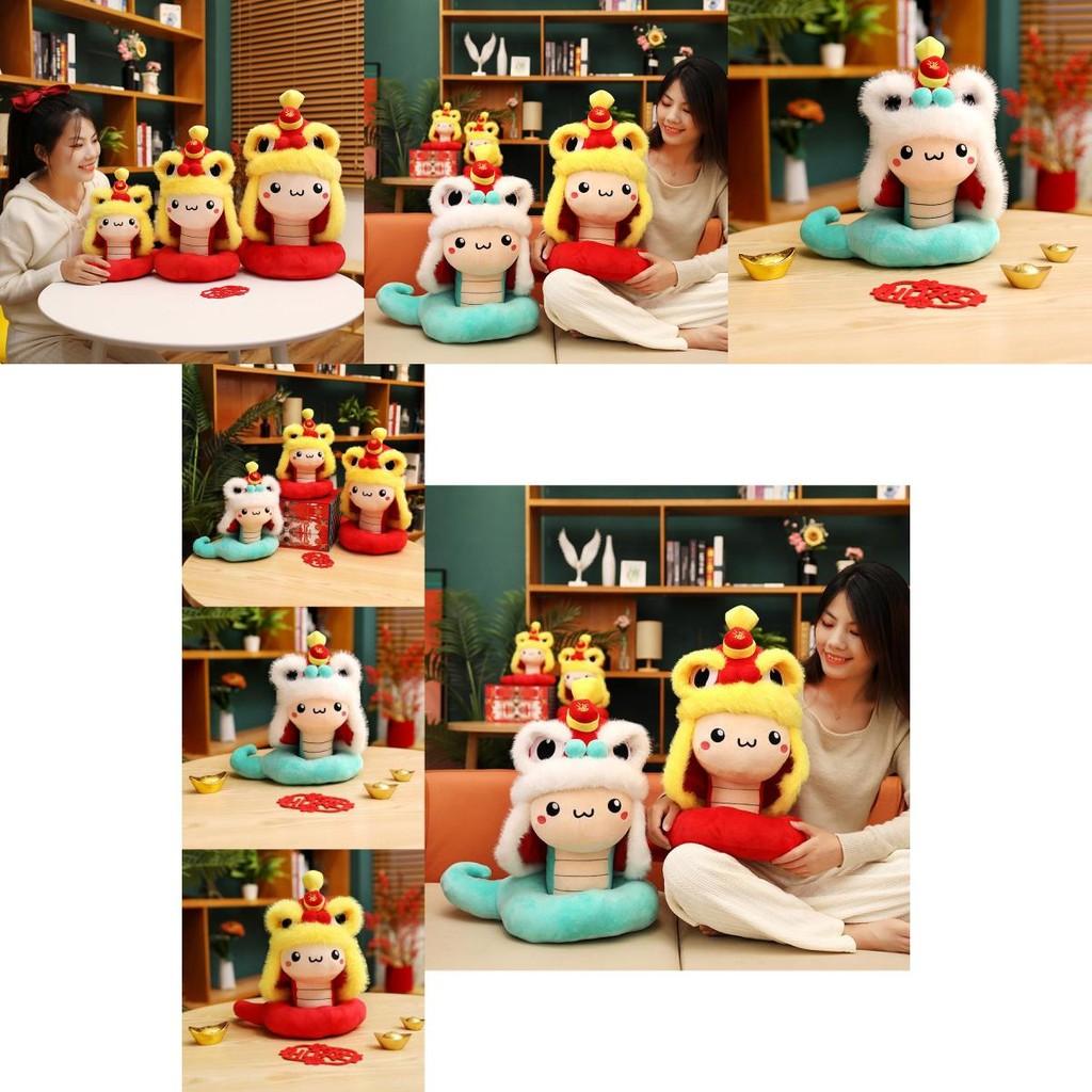 Очаровательная плюшевая игрушка-змея для года Змеи, праздничные красный и синий цвета, 30 см 40 см 50 см