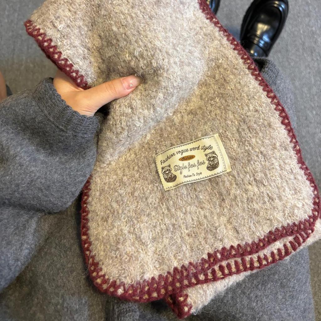 Retro Loose Knit Scarf: Thick, Warm, Versatile for Autumn & Winter