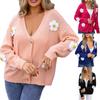 Women's Casual Fashion Comfortable Flower Cardigan Long Sleeve Street Trend Knitted Sweater