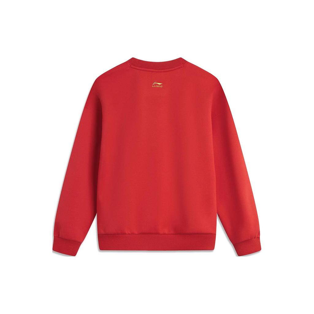 Li Ning Daily Prosperity Series вышитый узор напечатанный антистатический свободный пуловер свитшот женский свитшот Vermilion-Red AWDU034-9