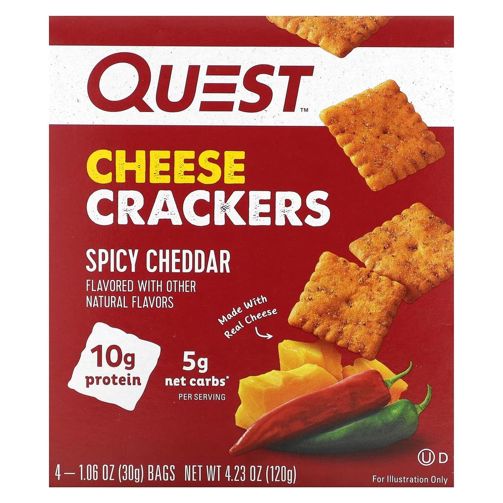 Quest Nutrition, Сырные крекеры, Острый чеддер, 4 пакетика, 1,06 унции (30 г) Каждый