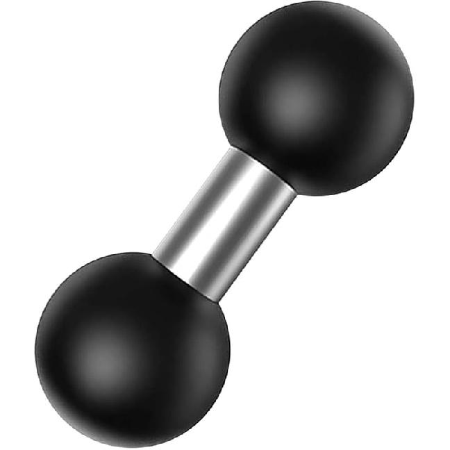 Double 1"" Ball Mount Base Ball Adapter Compatible With RAM Mounts B Size Double Socket Arms, Black, Silver/Black, M-11-1