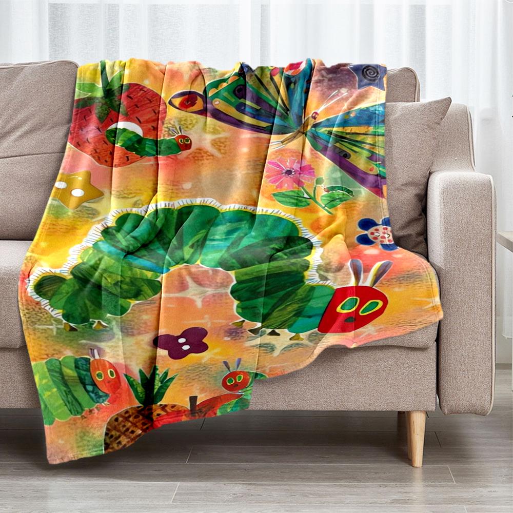 The Very Hungry Caterpillar Theme Printed Blanket - Perfect for Couch, Bed, Travel & Outdoor Use | Machine Washable, Cozy & Durable.