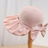 Spring and summer new French straw hat women's big-brimmed sun hat fabric splicing pleated sunscreen hat fine-woven papyrus