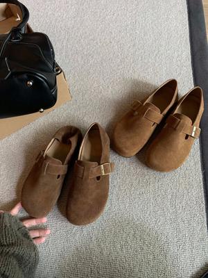 Версия из овчины~ Натуральная кожа, можно наступить одной педалью, ремешки с пряжками на пятке, туфли-лодочки, ленивые женские туфли Birken, лоферы Boken, маленькие