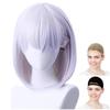 CaseEden Cosplay Wig, Short Bob, 30cm, Heat-Resistant, Purple-Silver, with Two Wig Nets