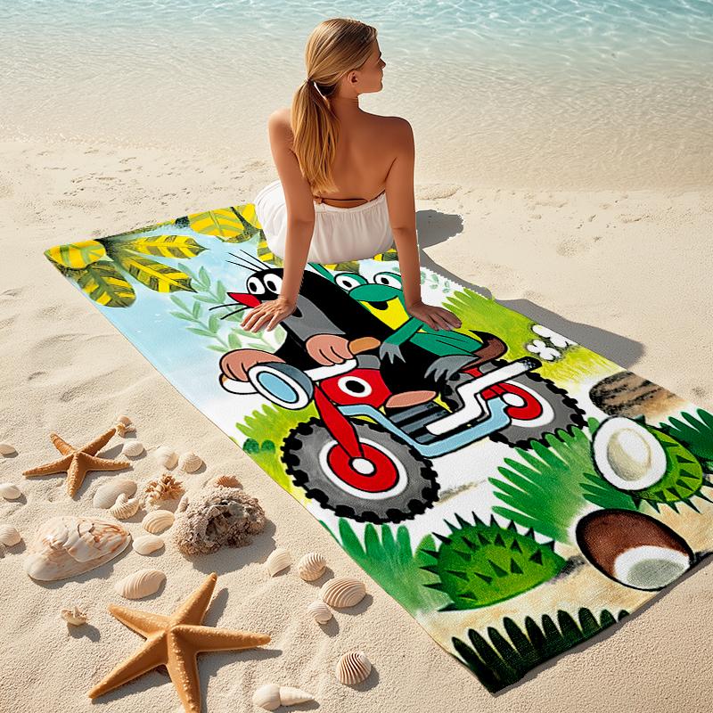 Beach Towel with The Little Mole1 Pattern - soft,absorbent,machine washable Lightweight&Modern,swimming,Travel Essentials