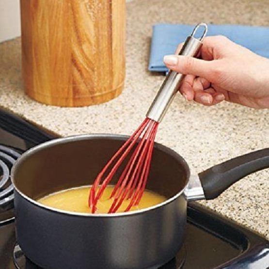 Factory Custom Stainless Steel 304 Egg Beater Cream Whisk Mixer 10 Inch Yellow Silicone