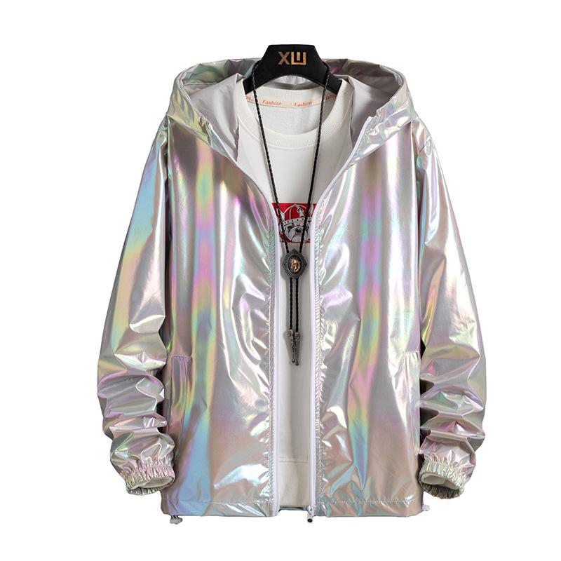 Summer Colorful Reflective Sunscreen Clothes Men's Ice Thin Couple Color Thin Jacket Trend Gradient Coat