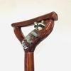 Hand Carved Raccoon Head Walking Stick Wooden Animal Cane