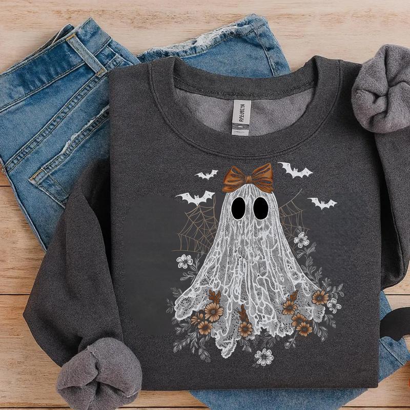 Vintage Lace Ghost Halloween Sweatshirt
