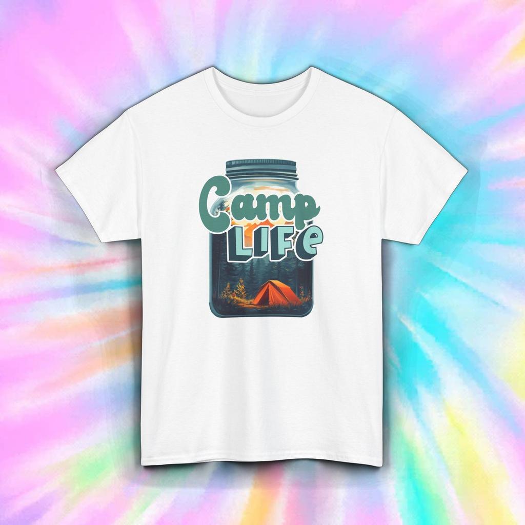 Camp Life Shirt Tent in Jar Forest Camping Adventure Graphic Tee S-5XL