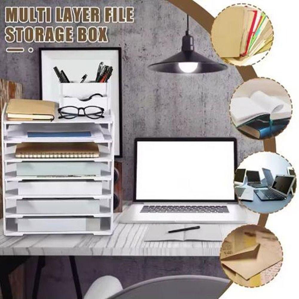 Creative PVC Multi-layer File Storage Rack Space Saving Easy Assembly Table File Rack Large Capacity File Holder Office